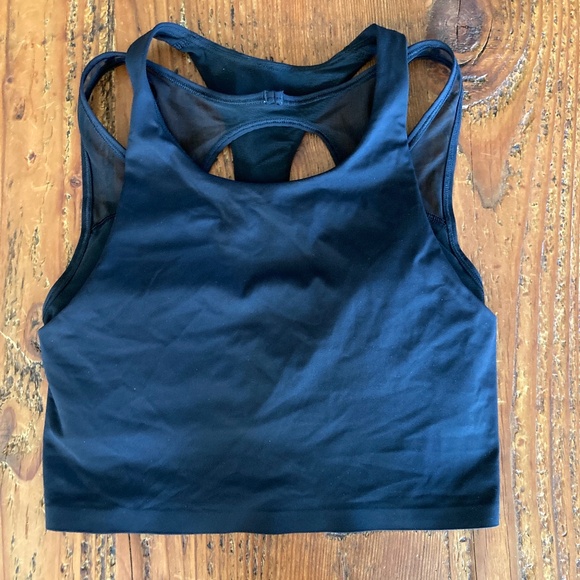 Lululemon Break Free Tank with Mesh Fabric Bra Size 4 in Black Nulux - Picture 1 of 11